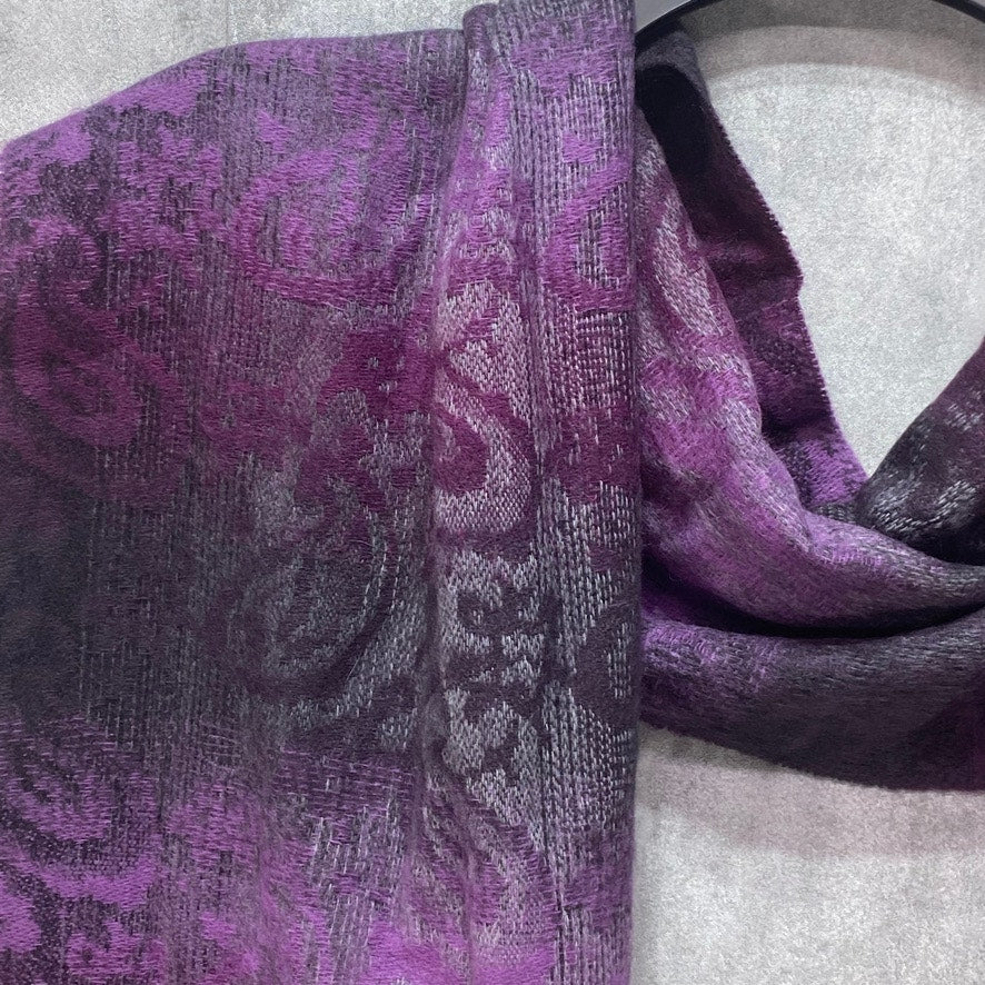 STEVE MADDEN Purple Mid Weight Ombre Paisley Muffler Scarf OS