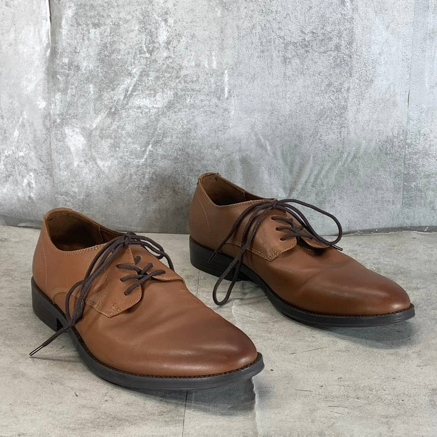 CALVIN KLEIN Men's Light Brown Leather Jack Lace-Up Dress Loafers SZ 9