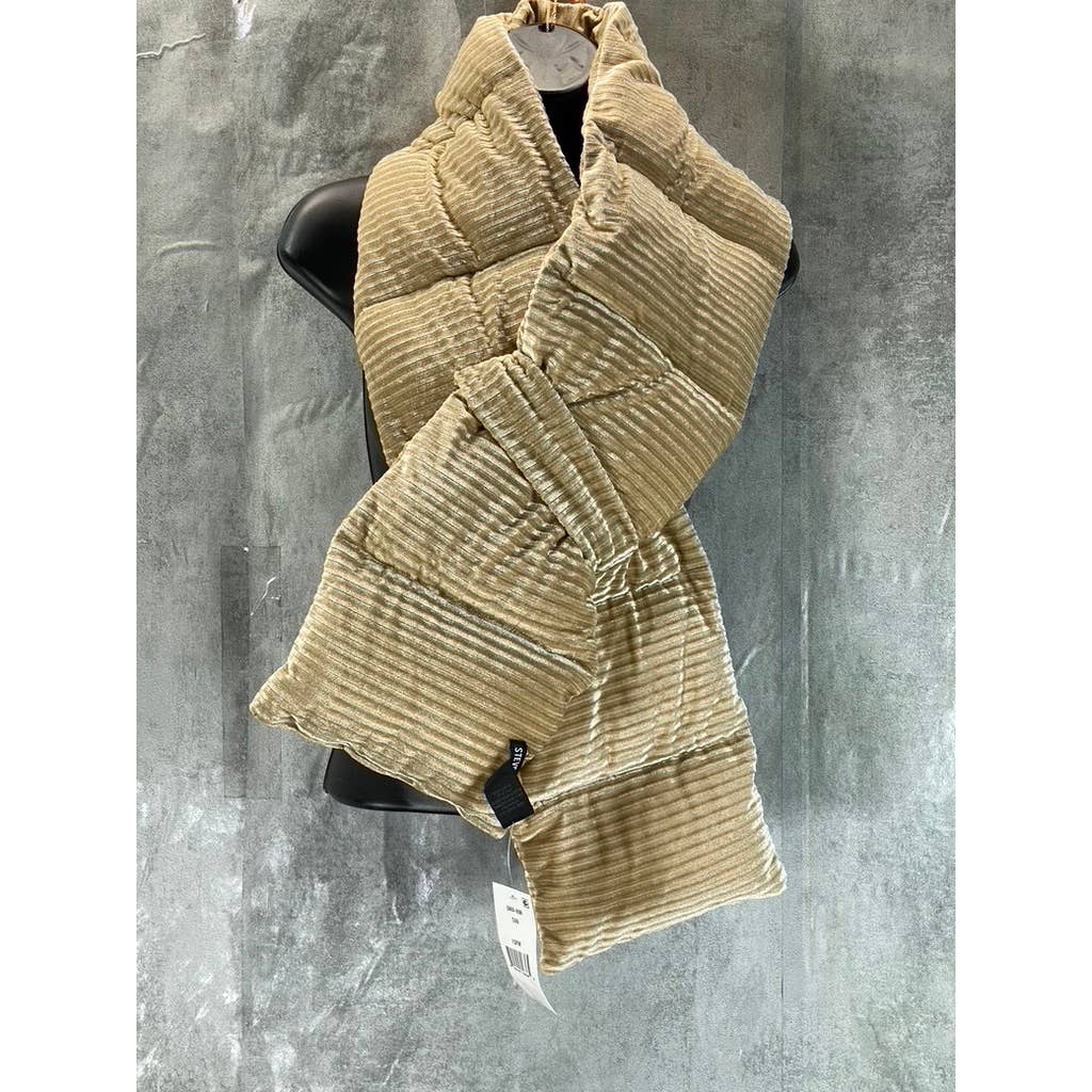 STEVE MADDEN Women's Tan Pull-Through Ribbed Velvet Puffer Scarf SZ OS