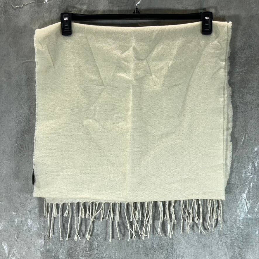 STEVE MADDEN Women's White/Ivory Cozy Blanket Fringe-Detail Scarf SZ OS