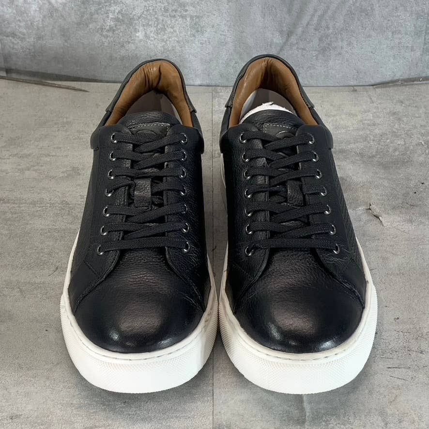 THOMAS & VINE Men's Black Leather Canton Tru Foam Comfort Lace-Up Sneakers SZ 10