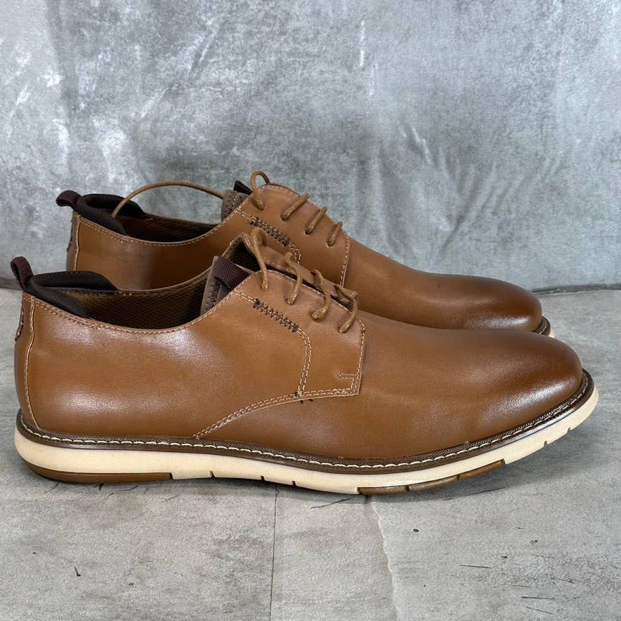 VANCE CO. Men's Tan Thad Faux-Leather Lace-Up Oxfords SZ 13