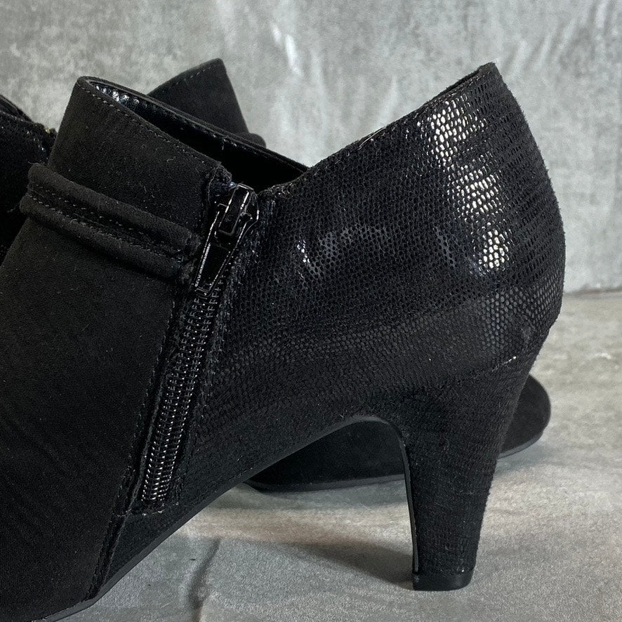 KAREN SCOTT Women's Black Microsuede Melanni Almond-Toe Slip-On Booties SZ 7