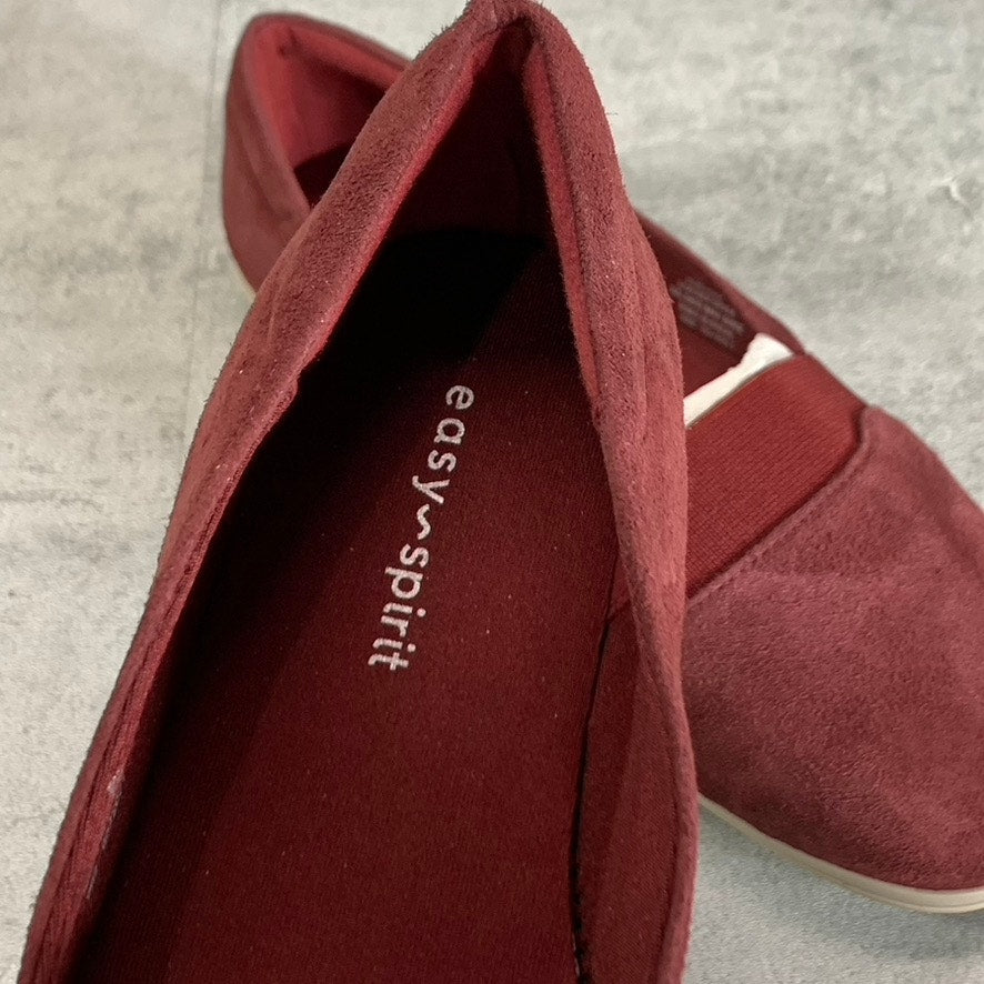 EASY SPIRIT Women's Wide Width Dark Red Leather Bounce Slip-On Flats SZ 8W