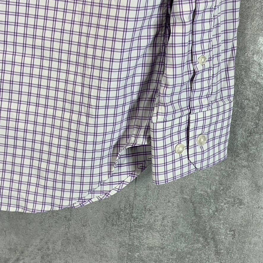 BONOBOS Men's Short White/Purple Slim-Fit Button-Up Long-Sleeve Shirt SZ XS
