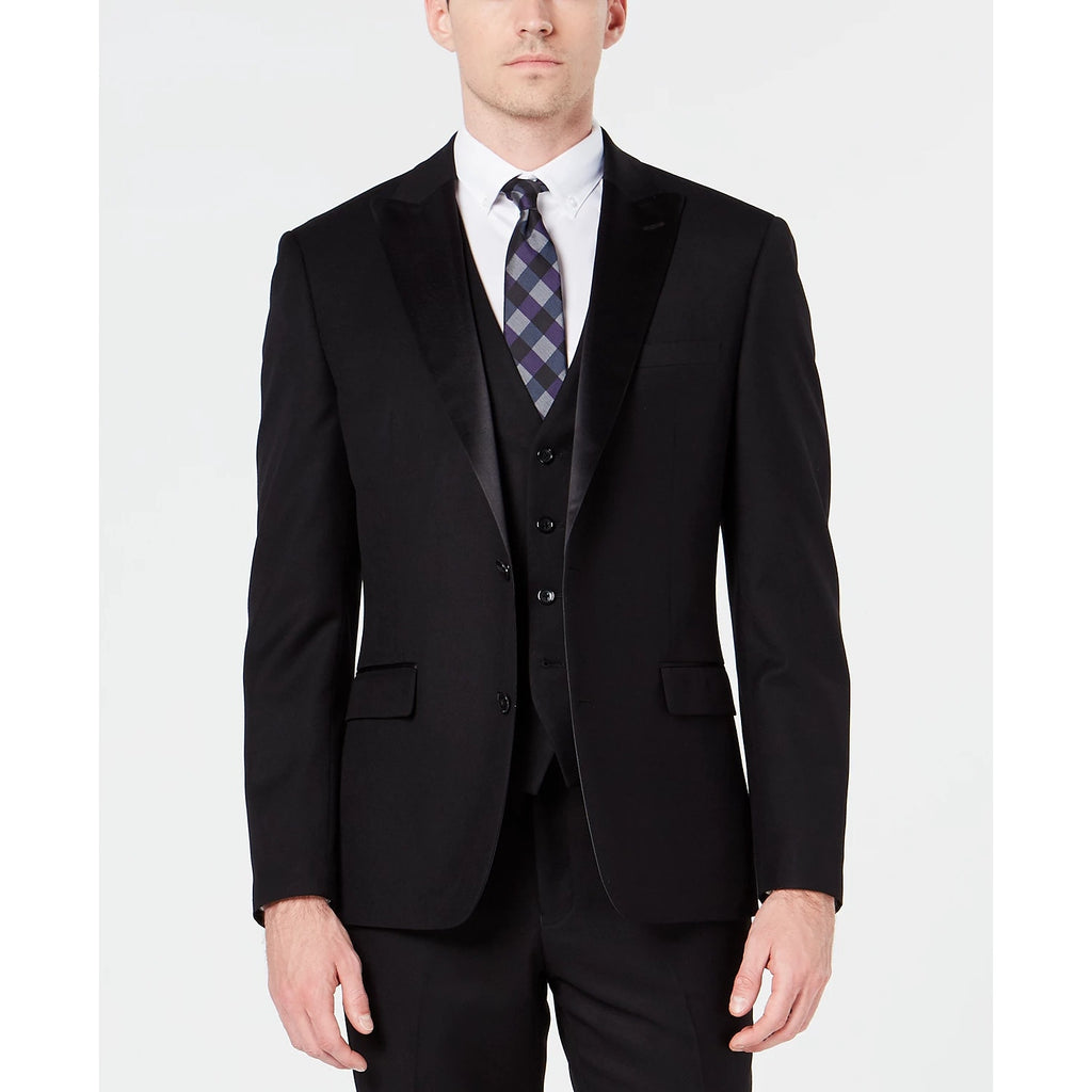 RYAN SEACREST DISTINCTION Black Slim-Fit Stretch Long Tuxedo Jacket SZ 40