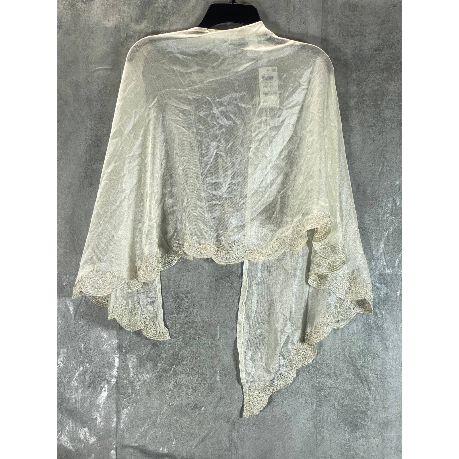 INC INTERNATIONAL CONCEPTS Women's Ivory Crescent Scalloped Wrap SZ OS