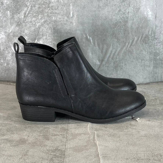 SUN+STONE Women's Black Cadee Memory Foam Slip-On Block Heel Ankle Booties SZ8.5