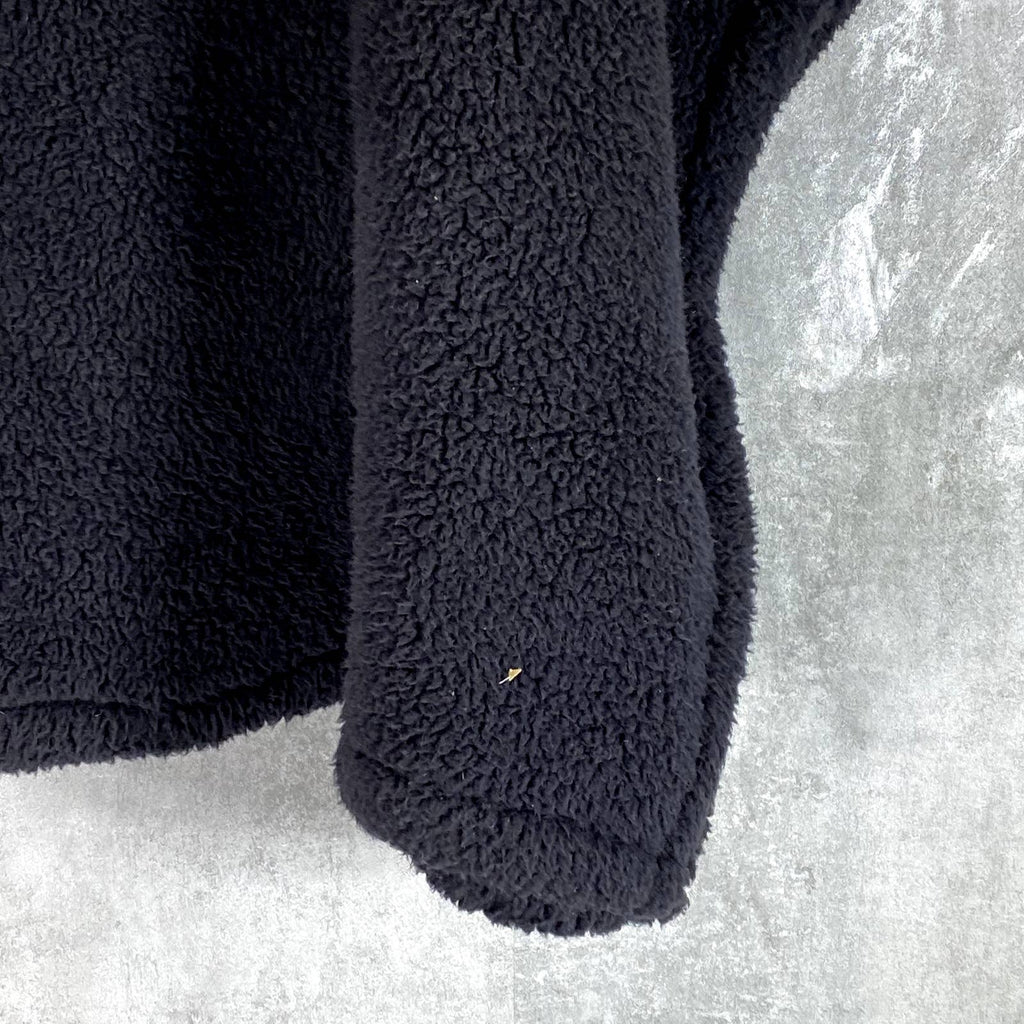 JENNI Women's Black Hooded Sherpa Kangaroo Pocket Pullover Poncho SZ OS