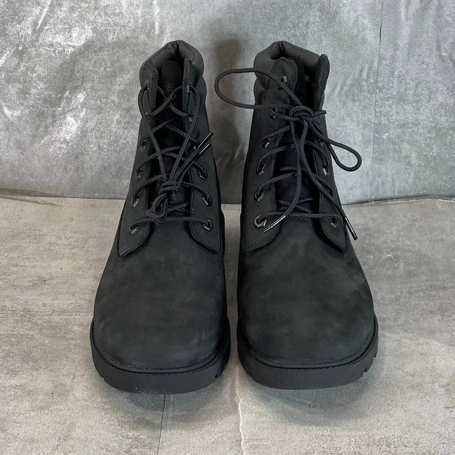 TIMBERLAND Women's Black Nubuck Linden Woods 6" Waterproof Lace-Up Boots SZ 11