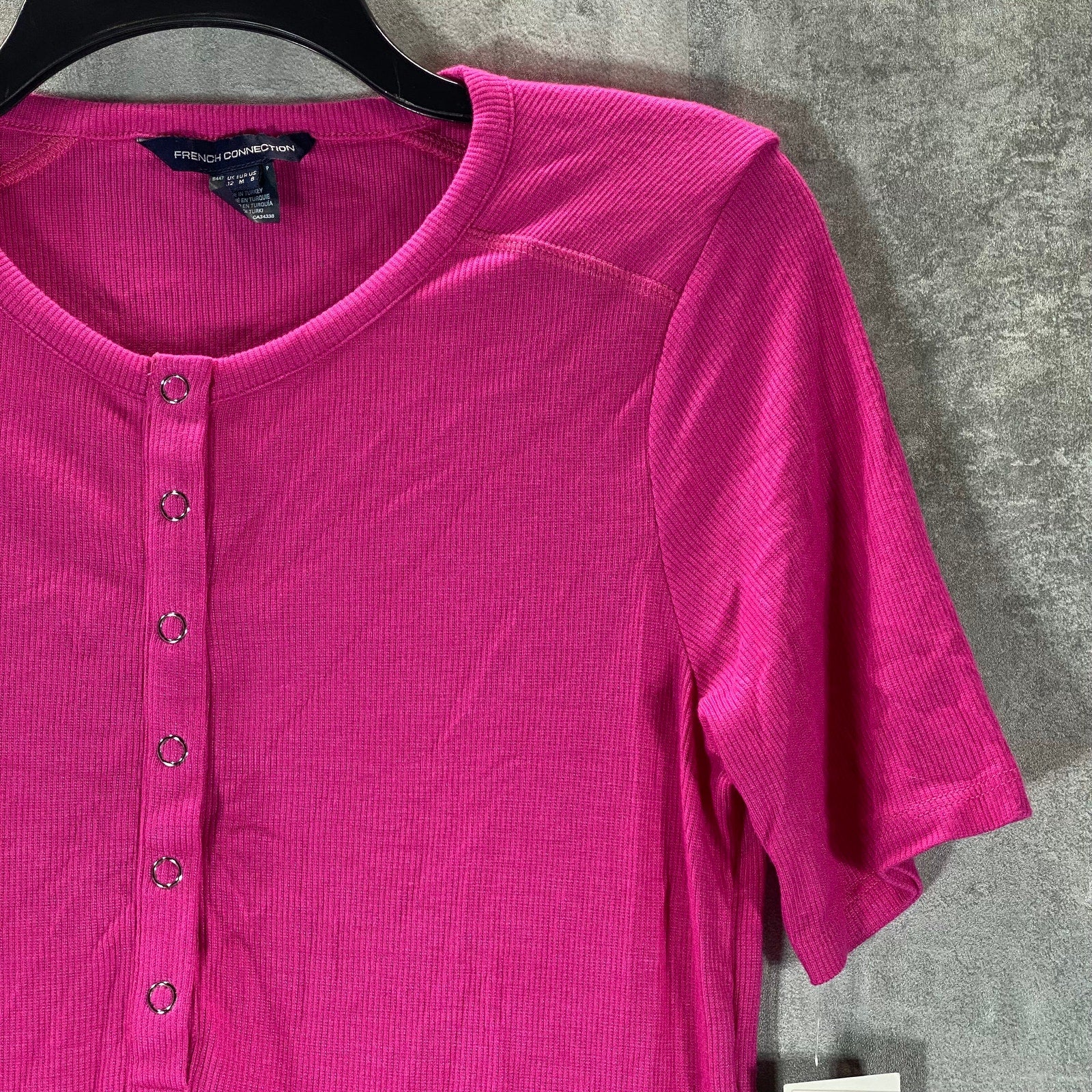 FRENCH CONNECTION Women's Wild Rosa Paze Ribbed Jersey Bodycon Mini Dress SZ 8