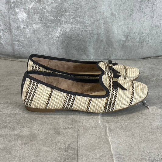 CHARTER CLUB Women's Natural/Black Stripe Kimii Deconstructed Slip-On Flats SZ 6