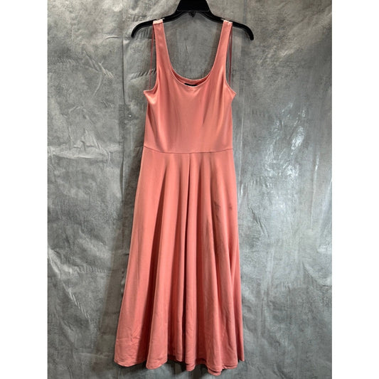 ALFANI Women's Coral Scoop-Neck Sleeveless Midi Pocketed Pull-On Dress SZ M