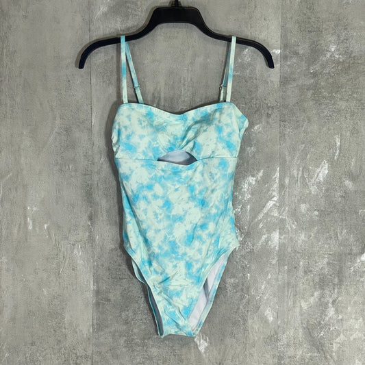 VICIOUS YOUNG BABES Light Blue Tie-Dye Front Cutout Tie-Dye One-Piece Swimsuit SZ S