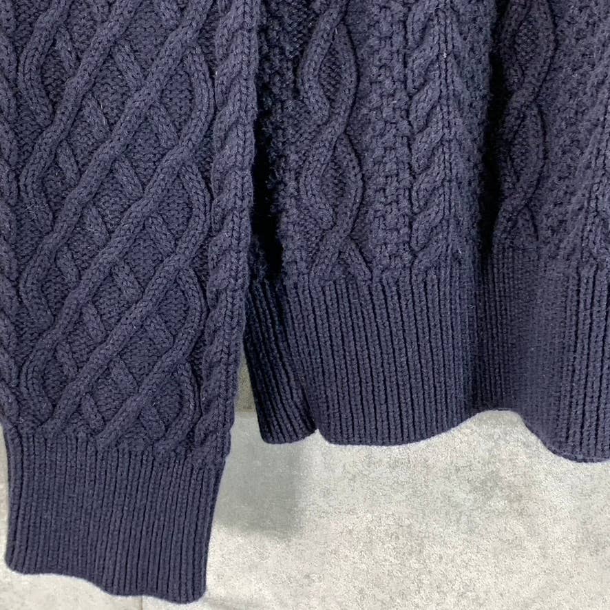J.CREW Men's Navy Crewneck Cable Knit Long-Sleeve Sweater SZ NA