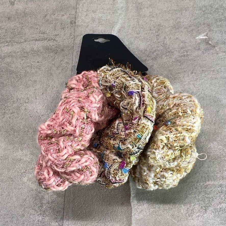 NOIR Women's Assorted Tweed 3-Piece Hair Scrunchies SZ OS