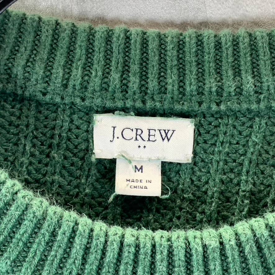 J.CREW Women's Green Crewneck Classic-Fit Dolman-Sleeve Pullover Sweater SZ M