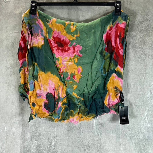 INC INTERNATIONAL CONCEPTS Women's Teal Multi Floral-Print Wrap Scarf SZ OS