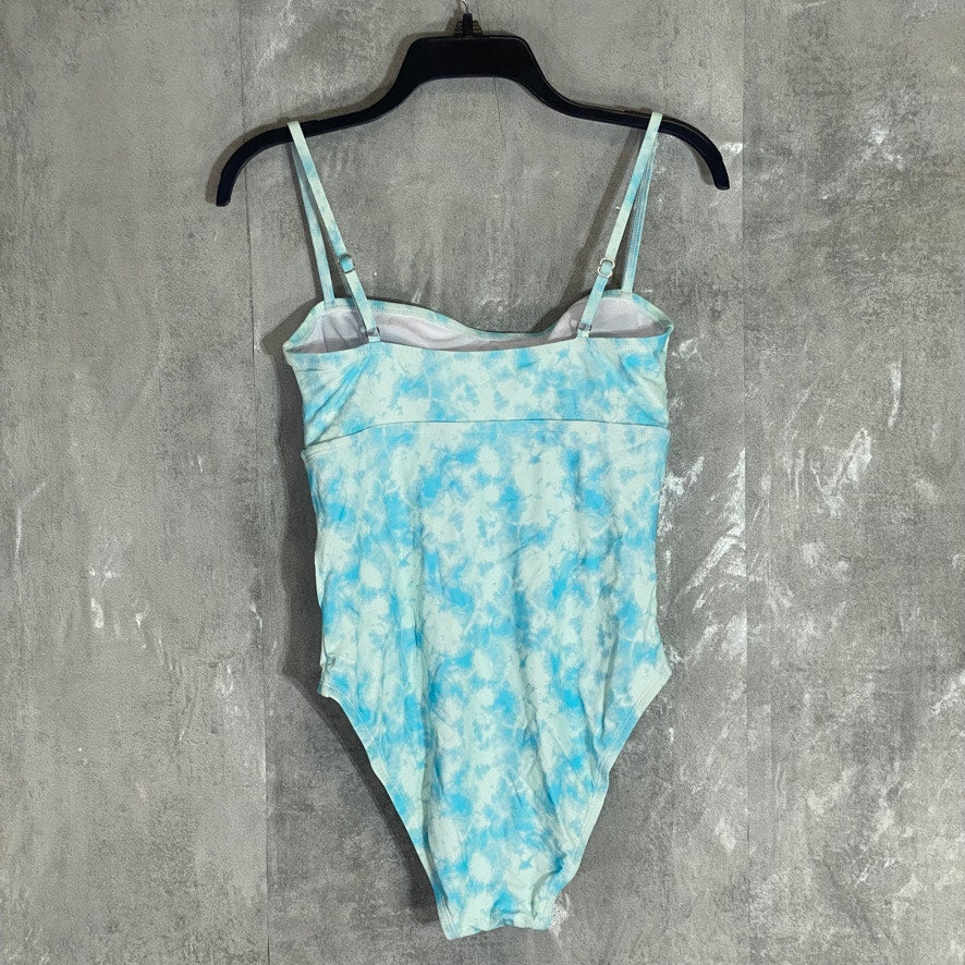 VICIOUS YOUNG BABES Light Blue Tie-Dye Front Cutout Tie-Dye One-Piece Swimsuit SZ M