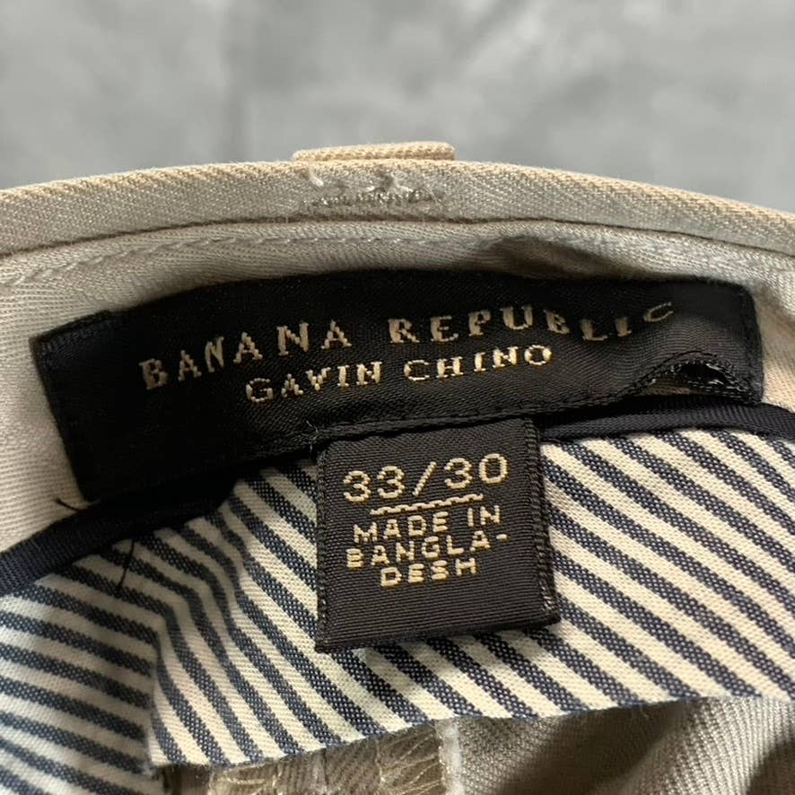BANANA REPUBLIC Men's Tan Relaxed Straight Gavin Chino Pants SZ 33X30