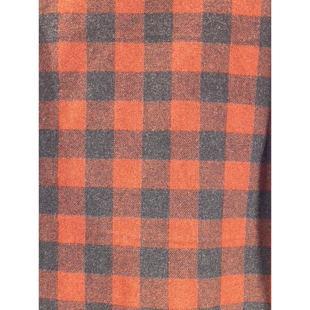 JACHS NEW YORK Men's Orange/Black Plaid Wool-Blend Flannel Shirt Jacket SZ M