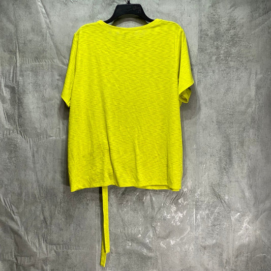 INC INTERNATIONAL CONCEPTS Plus Size Yellow Side-Ruched Short Sleeve Crewneck T-Shirt SZ 2X