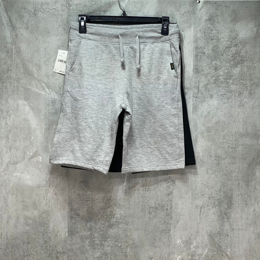 LEE Men's Grey & Black 2 Pack Drawstring Pull-On Fleece Lounge Shorts SZ L