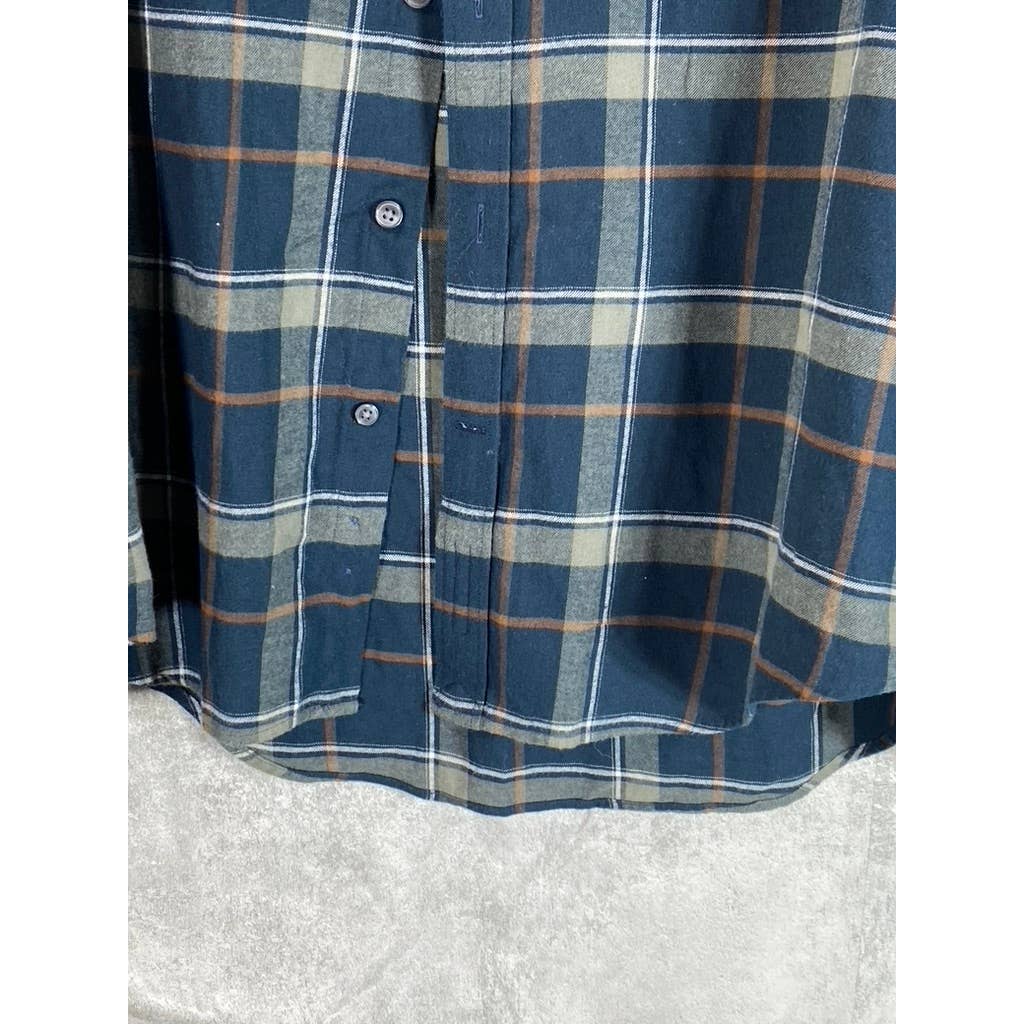 CLUB MONACO Men's Navy Plaid Slim-Fit Long Sleeve Button-Up Shirt SZ M