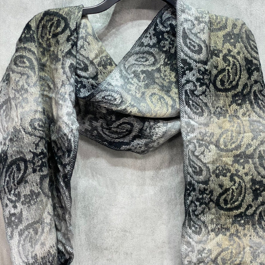 STEVE MADDEN Black Ombre Paisley Mid Weight Muffler Scarf OS