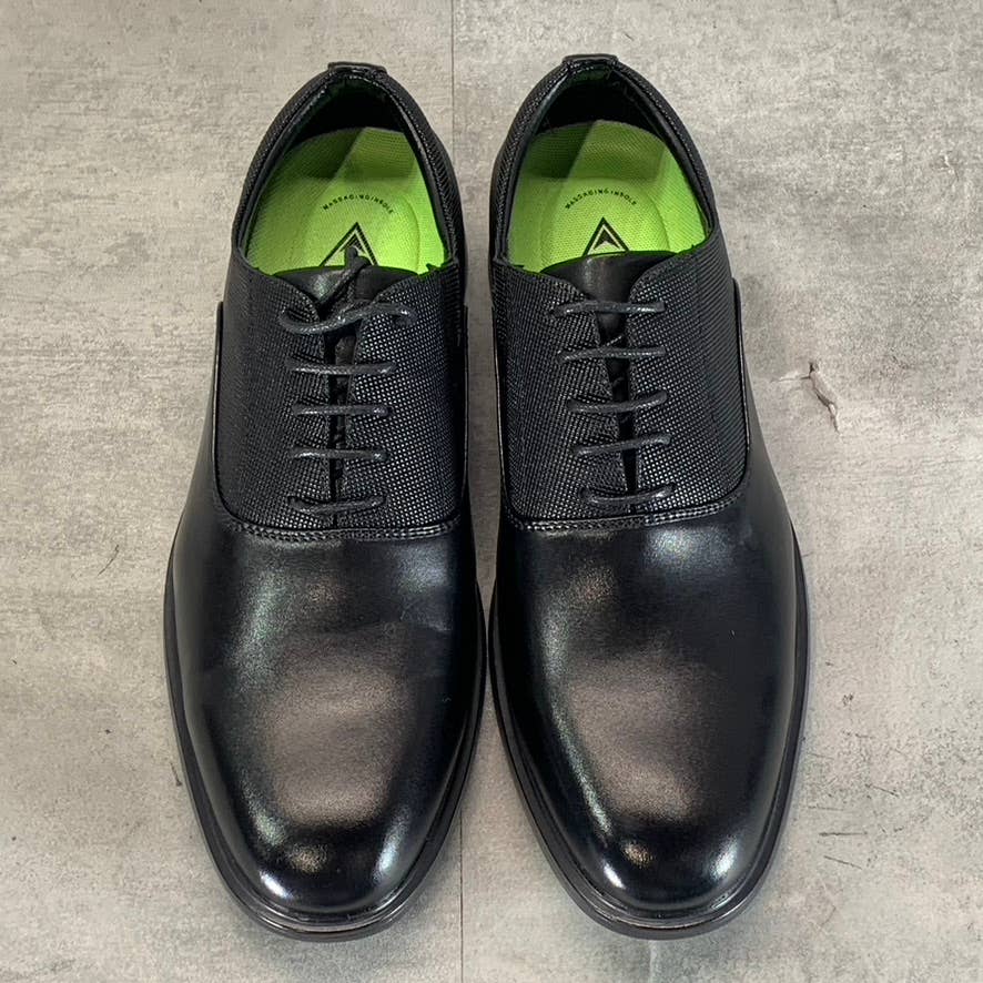 VANCE CO. Men's Black Faux Leather Vincent Plain Toe Lace-Up Oxfords SZ 8