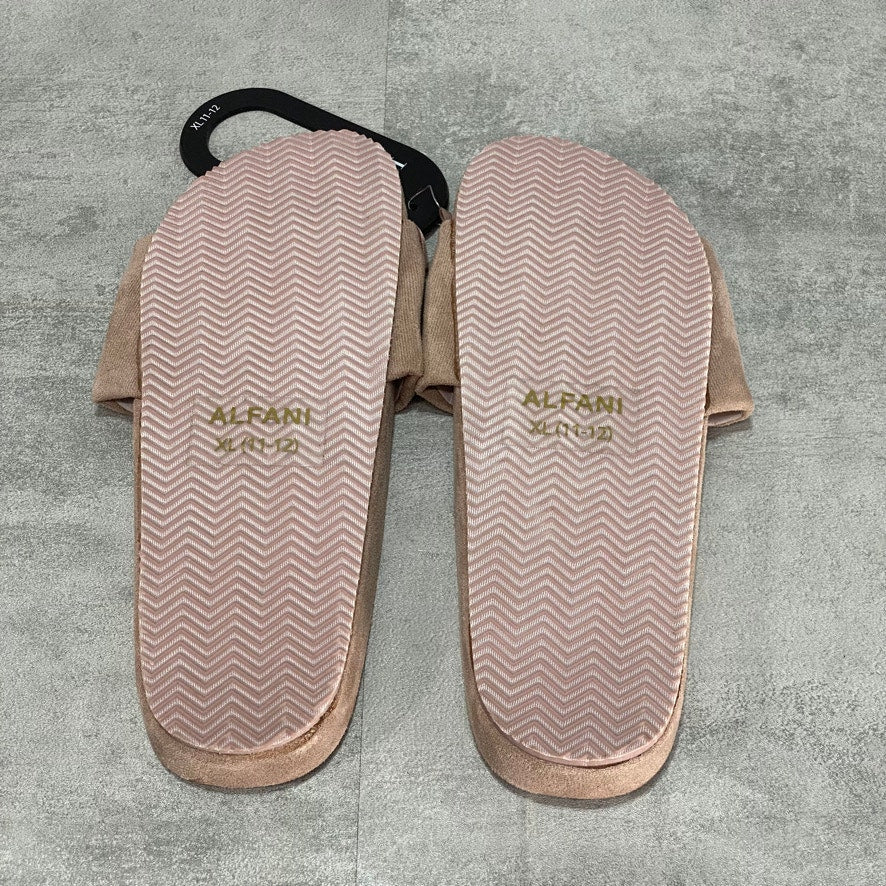 ALFANI Tan Round-Toe Faux-Suede Slides SZ XL (11-12)