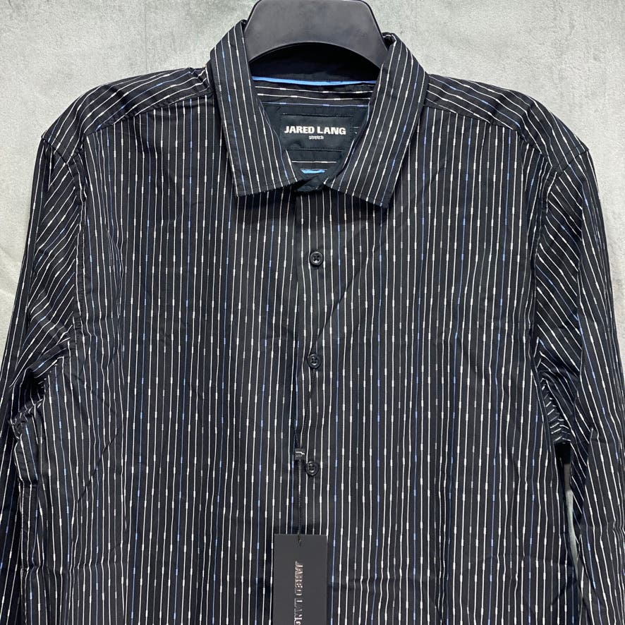 JARED LANG Black Stripe Print Long Sleeve Button-Up Sport Shirt SZ XL