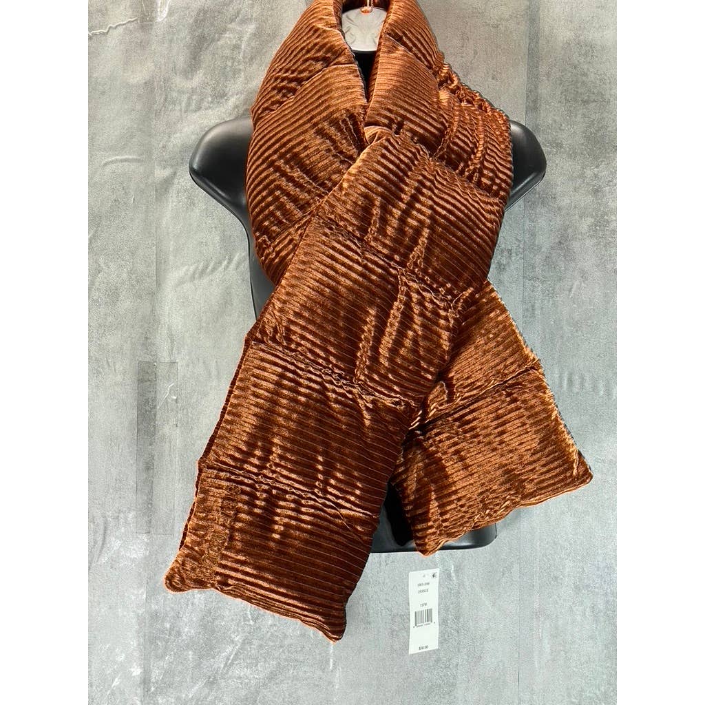 STEVE MADDEN Women's Orange Pull-Through Ribbed Velvet Puffer Scarf SZ OS