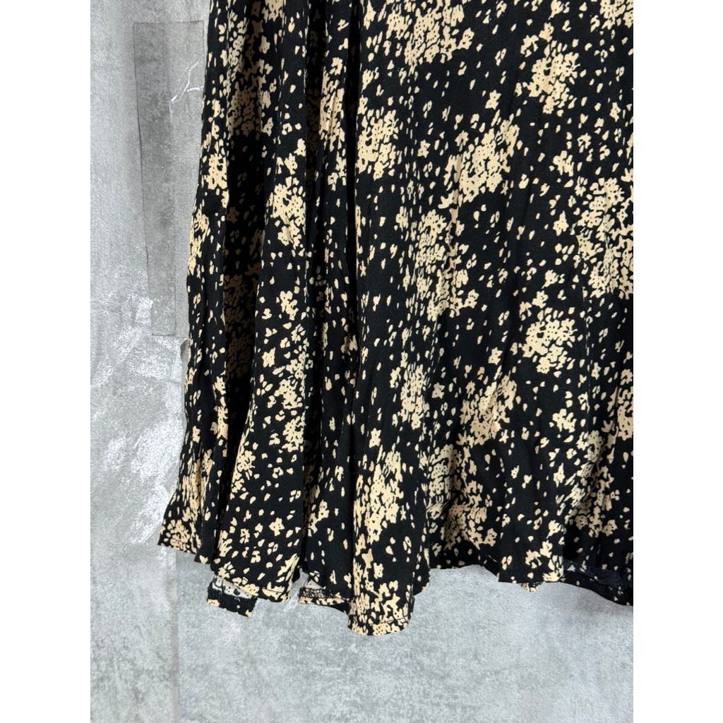 DRESS FORUM Women's Black/Cream Printed A-Line Midi Skirt SZ S