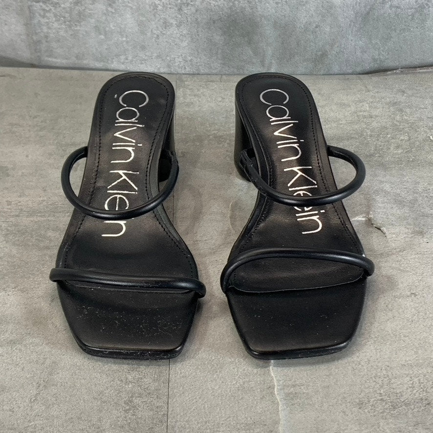 CALVIN KLEIN Women's Black Beccy Square-Toe Slip-On Sandals SZ 6