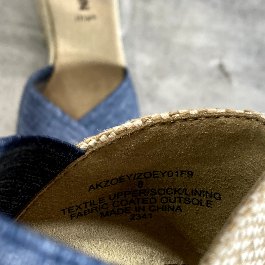 ANNE KLEIN Women's Denim Zoey Closed-Toe Slip-On Espadrille Wedge Sandals SZ 8