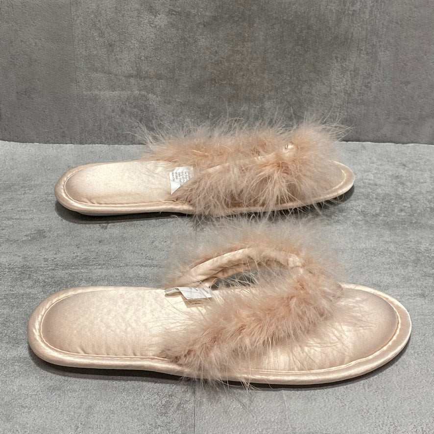 INC INTERNATIONAL CONCEPTS Pink Marabou Thong Slippers SZ S (5-6)