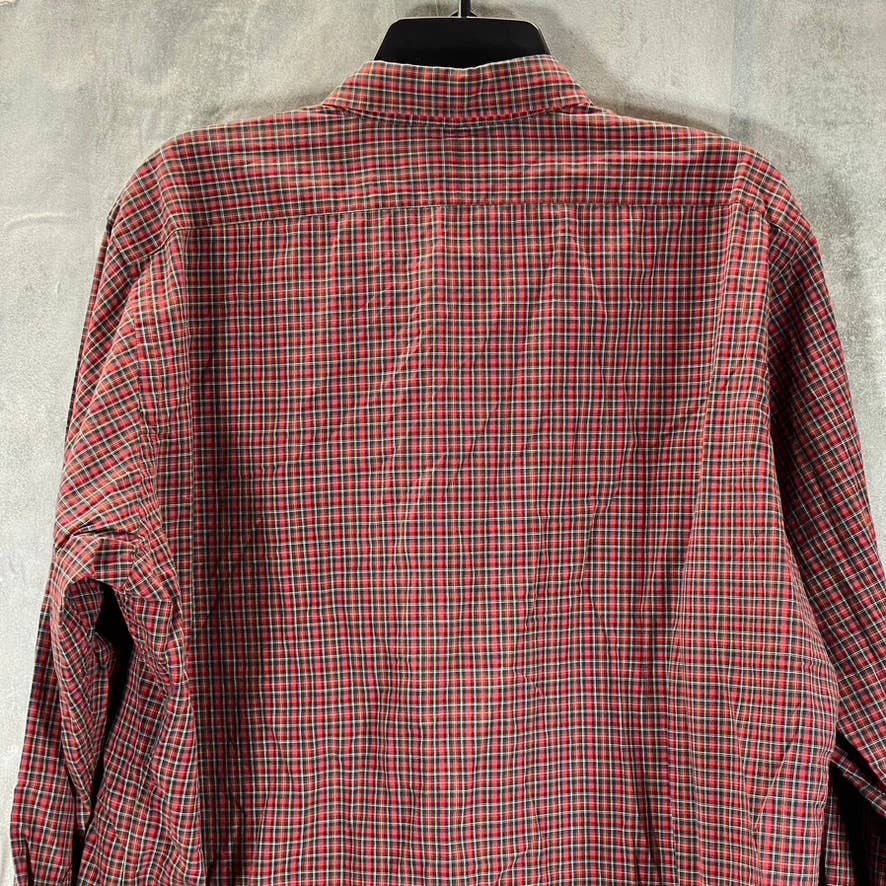 LAUREN RALPH LAUREN Men's Red Plaid Cotton Button-Down Long-Sleeve Shirt SZ 16.5