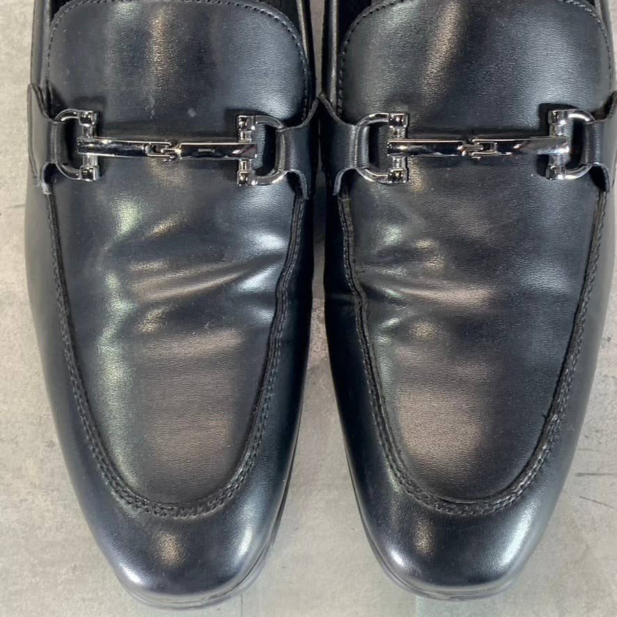 ALFANI Men's Black Faux Leather Otis Bit Moc-Toe Slip-On Loafers SZ 9.5