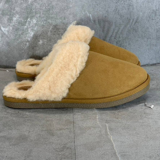 ROCKPORT TruTech Women's Tan Suede Faux-Fur Veda Slide Slippers SZ 8