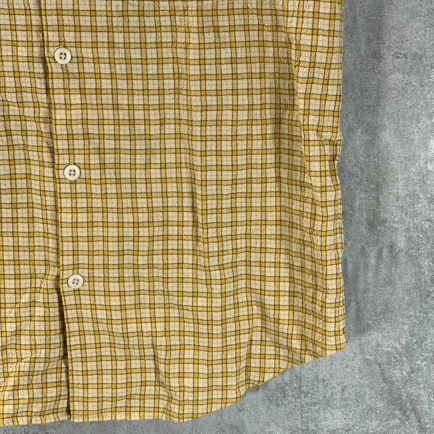 MADEWELL Men's Ornate Gold Plaid Easy-Fit Button-Up Short-Sleeve Shirt SZ XS