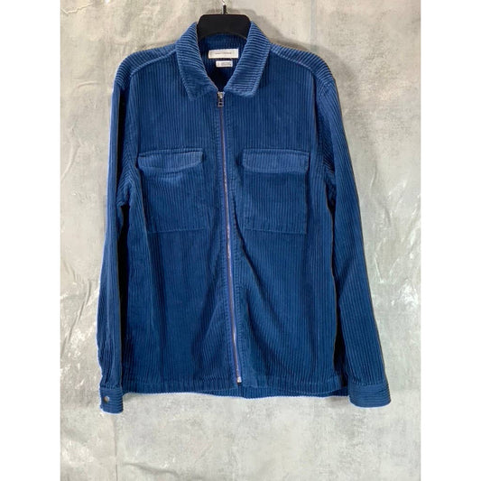 URBAN OUTFITTERS Men's Blue Corduroy Zip-Up Flap Pocket Shirt Jackets SZ S