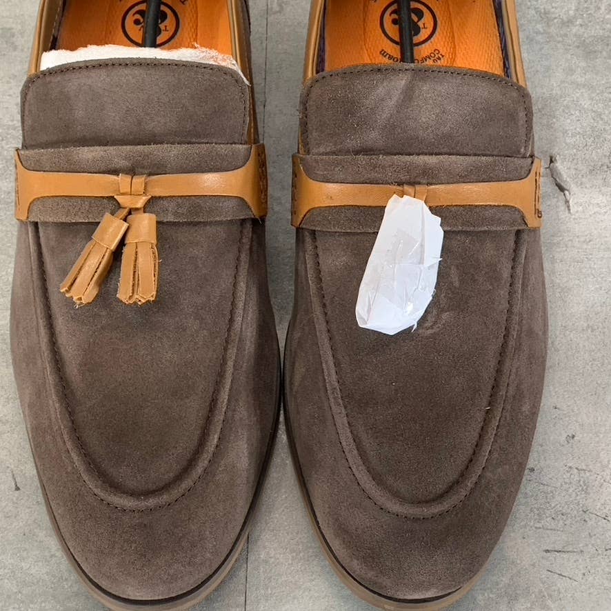 THOMAS & VINE Men's Brown Leather Hawthorn Apron Toe Tassel Loafers SZ 11