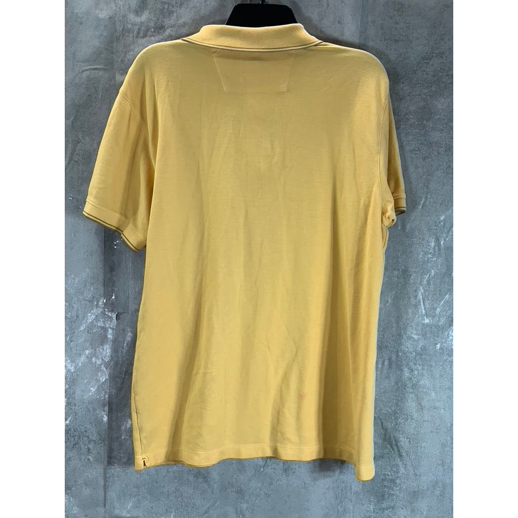 BANANA REPUBLIC Men's Yellow Garment Dye Textured Short Sleeve Polo Shirt SZ L