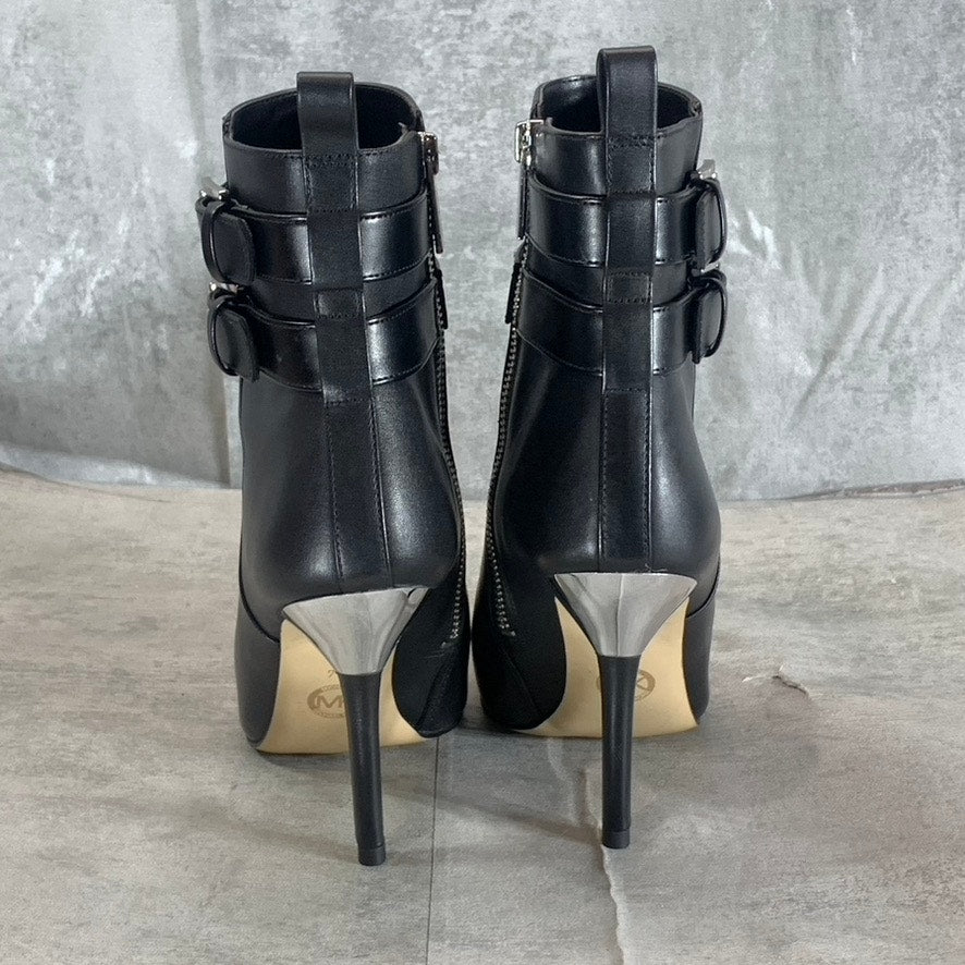 MICHAEL MICHAEL KORS Women's Black Amal Studded Ankle-Strap Stiletto Booties SZ7