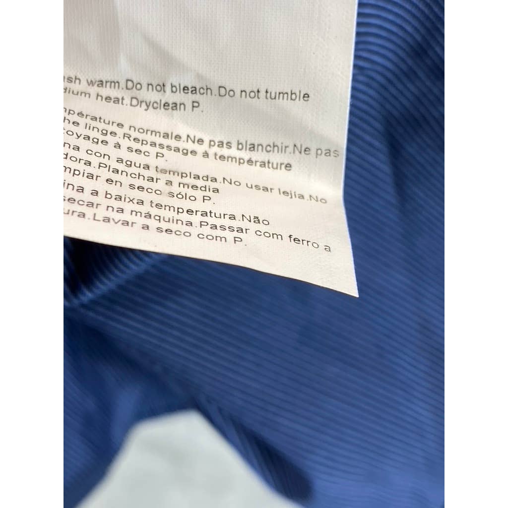 BOSS HUGO BOSS Men's Navy Pinstripe Button-Up Long-Sleeve Dress Shirt SZ16 32/33