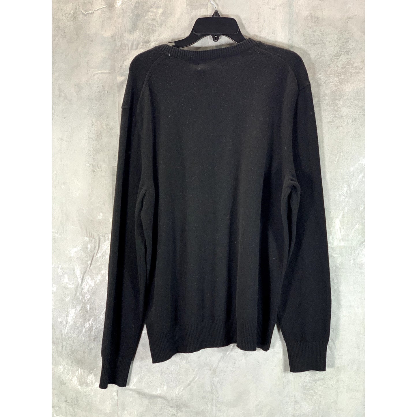 CALVIN KLEIN Men's Black Solid Ribbed Crewneck Merino Wool Pullover Sweater SZ L