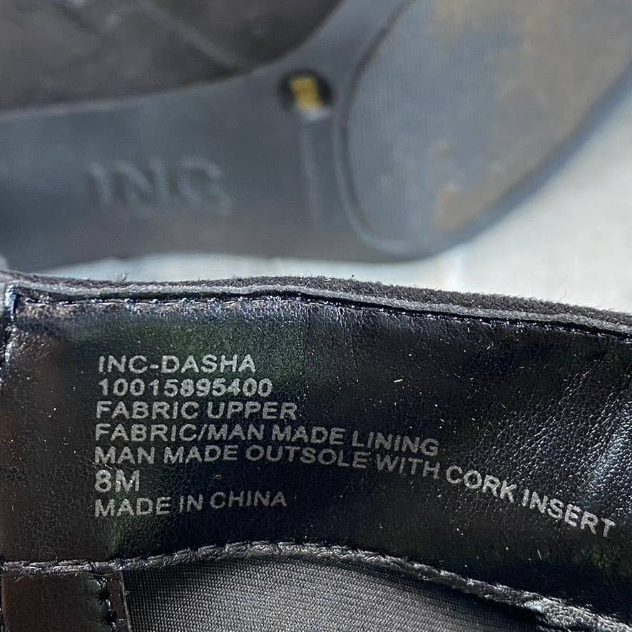 INC INTERNATIONAL CONCEPTS Women's Black Dasha Square-Toe Block-Heel Boots SZ 8