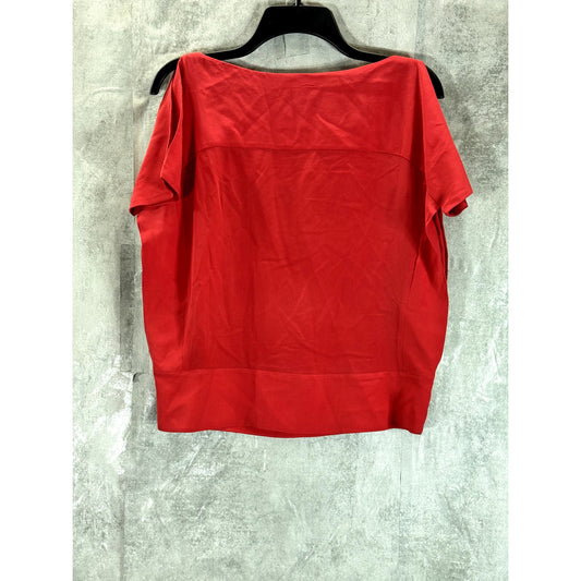 ADOLFO DOMINGUEZ Women's Red Cutout Short Sleeve Boatneck Top SZ 4