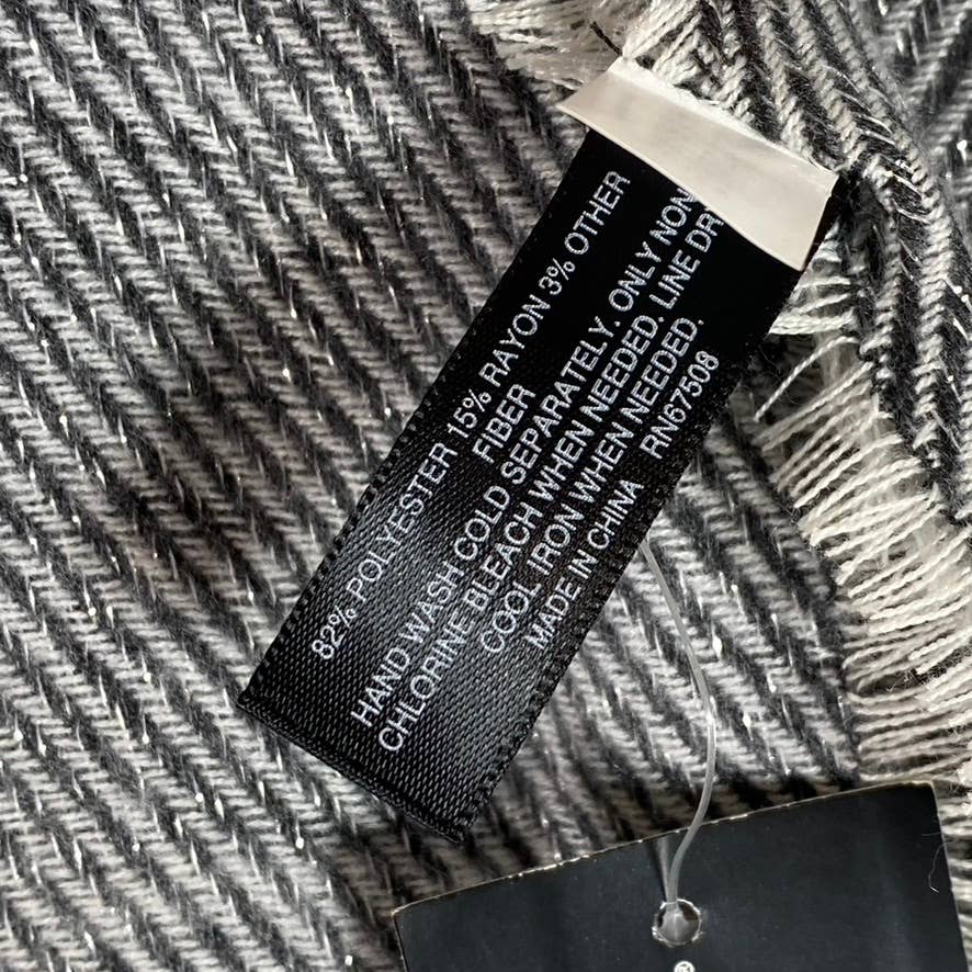 INC INTERNATIONAL CONCEPTS Women's Black Two-Tone Shine Scarf SZ OS